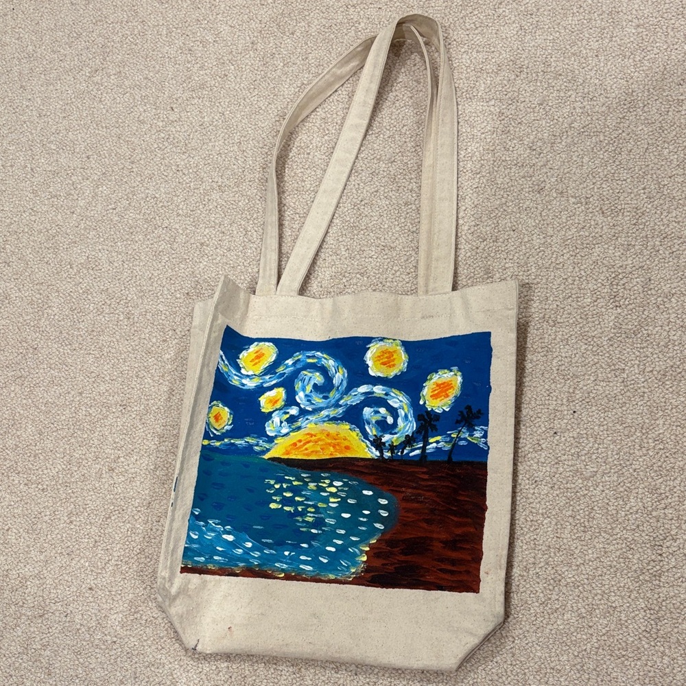 Canvas Tote Bag with Van Gogh starry night Design